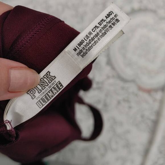 PINK Victoria's Secret Ultimate Unlined Bra Medium Burgundy - Picture 4 of 5